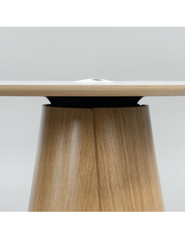 Table de réunion BOTANY ronde avec prises intégrées design pour salles de collaboration.