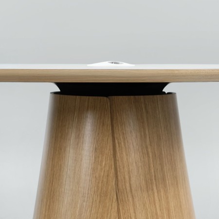 Table de réunion BOTANY ronde avec prises intégrées design pour salles de collaboration.