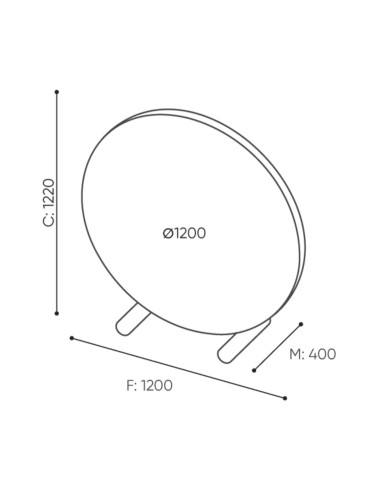 Dimensions cloison de séparation diamètre 120 cm - Nubi