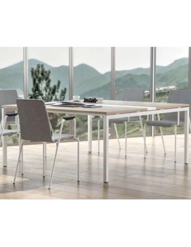 Table de conférence modulaire NOVA U 6 personnes avec chaises grises