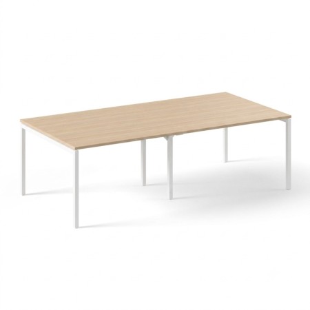 Grande table de conférence NOVA U 320 x 120 cm avec piètement métallique blanc.