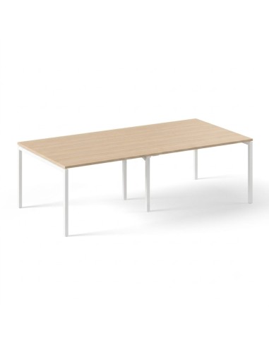 Grande table de conférence NOVA U 320 x 120 cm avec piètement métallique blanc.