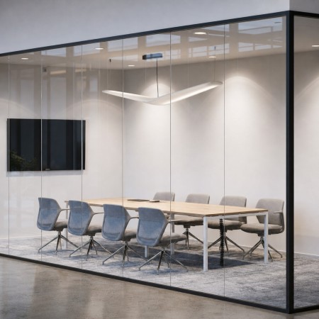 Grande table de conférence NOVA U 320 x 120 cm avec piètement métallique blanc. 2