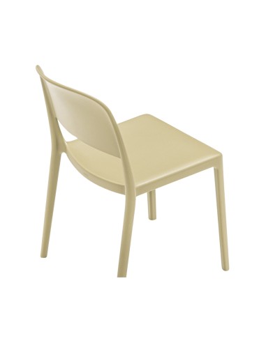 Chaise Blendy beige sans accoudoirs en polypropylène vue de dos.
