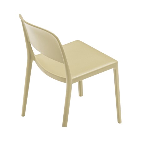 Chaise Blendy beige sans accoudoirs en polypropylène vue de dos.