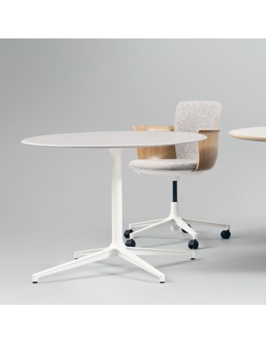 Table de réunion BOTANY ronde 4-5 personnes avec plateau mélaminé.