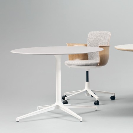 Table de réunion BOTANY ronde 4-5 personnes avec plateau mélaminé.