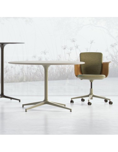 Table ronde de réunion professionnelle BOTANY avec pied central dans un espace de travail.