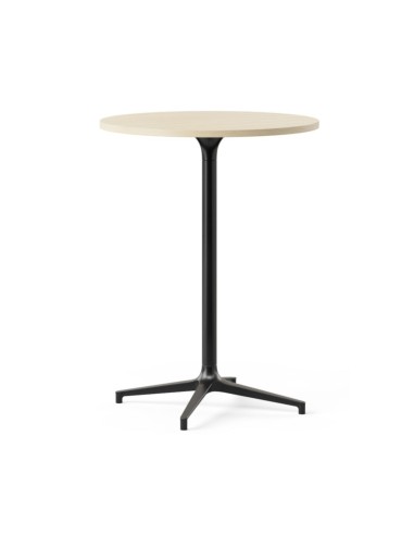 Table de réunion haute ronde 2 à 5 places H105 BOTANY avec plateau mélaminé bois.