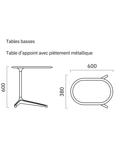 Dimensions de la table d'appoint ovale BOTANY.