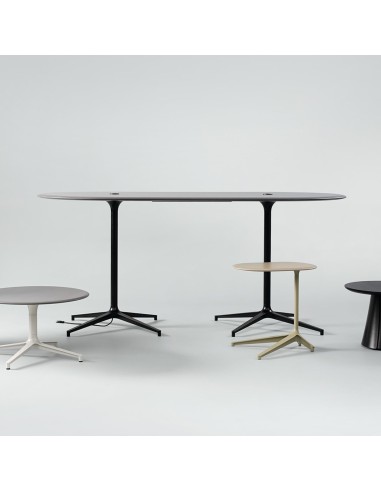 Table BOTANY d'appoint en métal avec plateau ovale pour espaces d'entreprise.