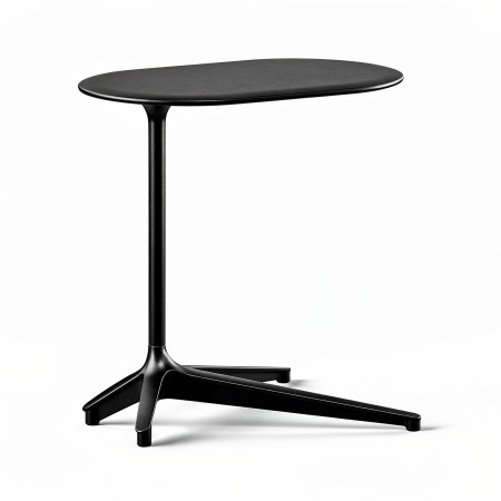 Table d’appoint ovale BOTANY 38 x 60 cm avec piètement central métallique noir.