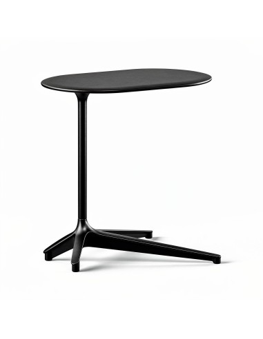 Table d’appoint ovale BOTANY 38 x 60 cm avec piètement central métallique noir.