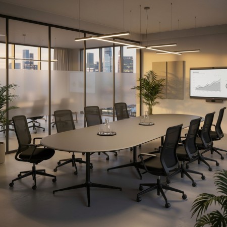 Table de réunion oblongue BOTANY 360 x 120 cm pour 12 personnes avec trois piètements métal. 2