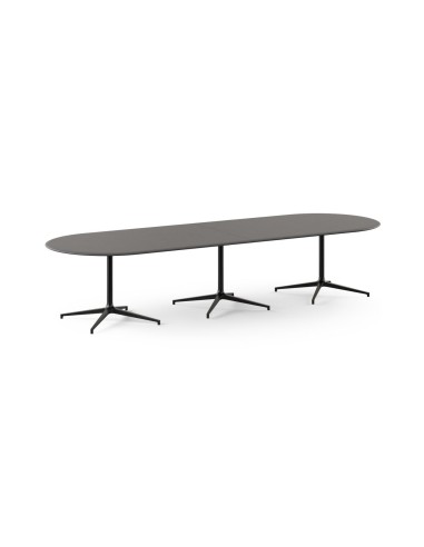 Table de réunion oblongue BOTANY 360 x 120 cm pour 12 personnes avec trois piètements métal.