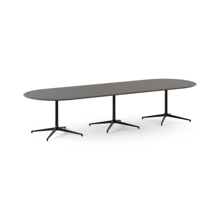 Table de réunion oblongue BOTANY 360 x 120 cm pour 12 personnes avec trois piètements métal.