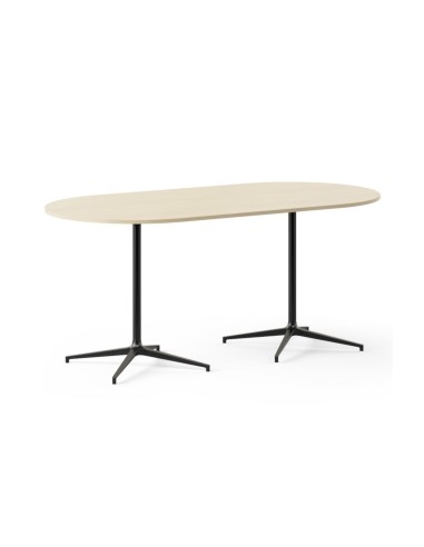 Table de conférence avec gestion de câble et plateau en mélaminé bois design BOTANY en métal.