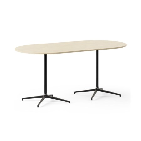 Table de conférence avec gestion de câble et plateau en mélaminé bois design BOTANY en métal.