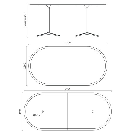 Dimensions de la table haute de réunion BOTANY métal 8 personnes.