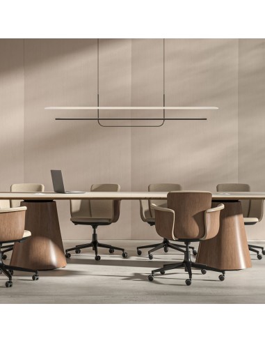 Grande salle de réunion à Lausanne équipée d'une table de conférence ovale BOTANY en bois avec fauteuils visiteurs.
