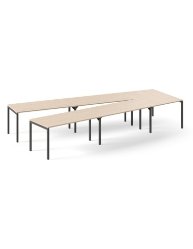 Grande table de conférence en V avec plateau finition bois - Nova U