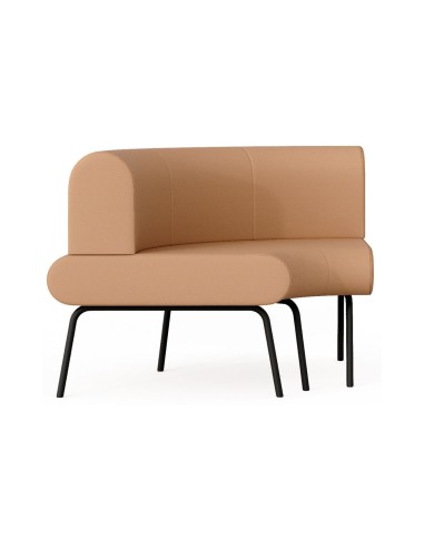 Canapé modulaire d’angle courbe LINJE LE 901 OUT avec dossier et piètement métallique noir.