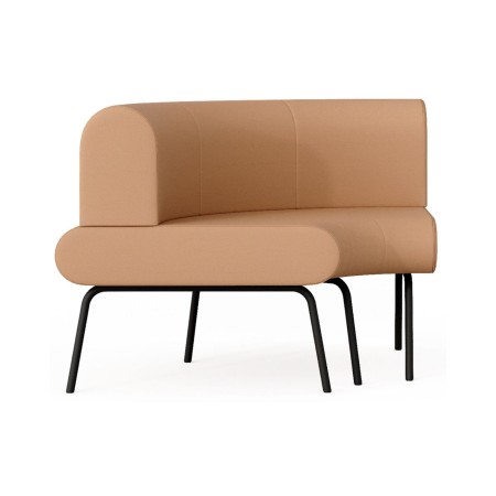 Canapé modulaire d’angle courbe LINJE LE 901 OUT avec dossier et piètement métallique noir.