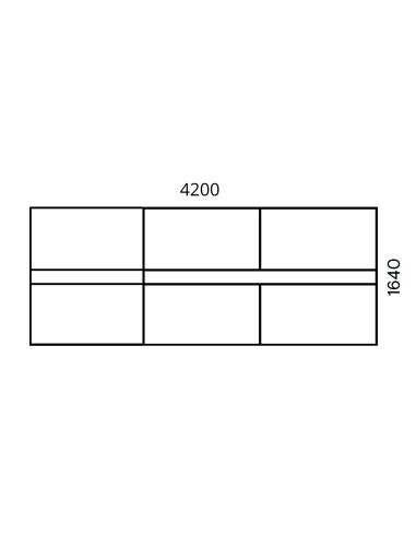 Plan coté de la grande table de réunion rectangulaire - Nova U