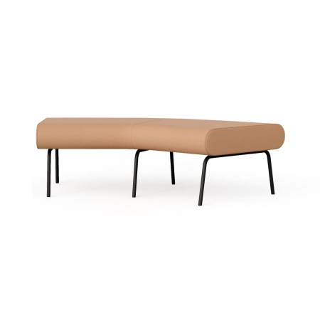 Banquette modulaire courbe sans dossier LINJE LE 45 avec piètement métallique noir.