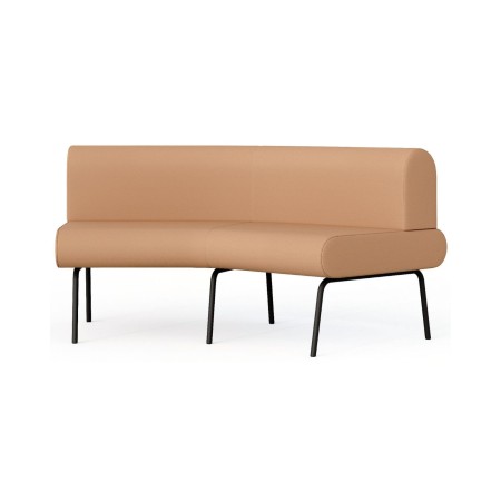 Canapé modulaire courbe LINJE LE 45 OUT avec dossier extérieur et pieds métalliques.