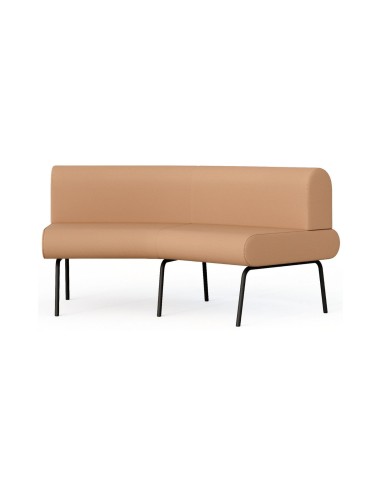 Canapé modulaire courbe LINJE LE 45 OUT avec dossier extérieur et pieds métalliques.