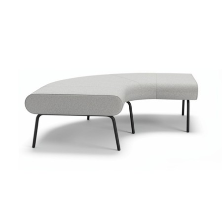 Banquette modulaire courbe 90° LINJE LE 90 sans dossier avec pieds métalliques.