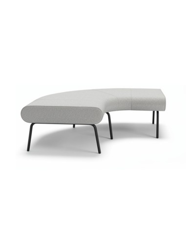 Banquette modulaire courbe 90° LINJE LE 90 sans dossier avec pieds métalliques.