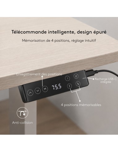 Explication touches télécommande bureau assis debout Move-Up - monbureau