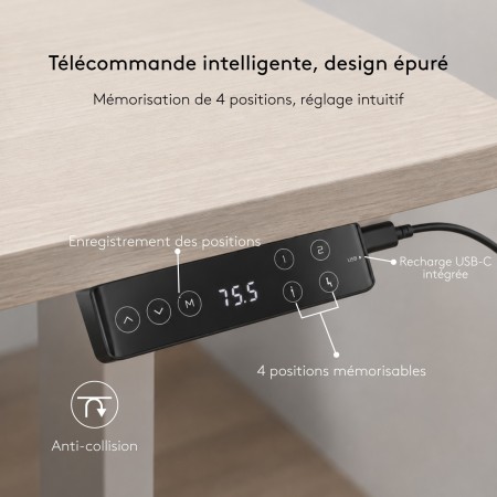 Explication touches télécommande bureau assis debout Move-Up - monbureau