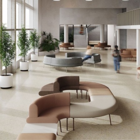 Canapé modulaire courbe LINJE LE 90 IN avec dossier intérieur et pieds métalliques. 2