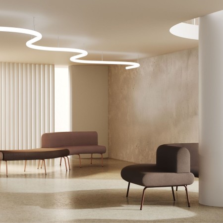 Canapé modulaire courbe 90° avec dossier intérieur | LINJE