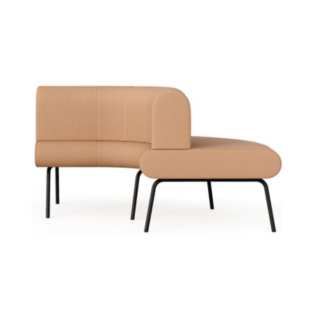 Canapé modulaire courbe LINJE LE 90 IN avec dossier intérieur et pieds métalliques.