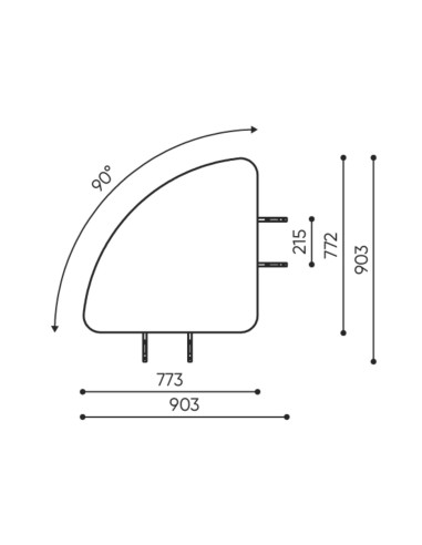 Dimensions de la table de liaison LINJE 90°.