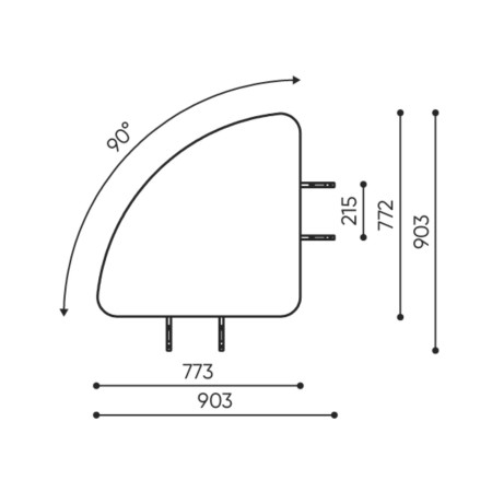 Dimensions de la table de liaison LINJE 90°.