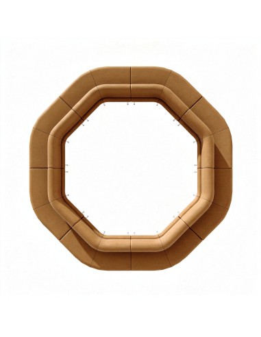 Banquette modulable LINJE en configuration fermée octogonale, vue de dessus.