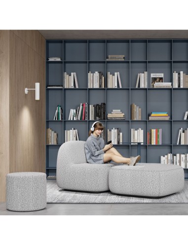 Espace de lecture avec mobilier lounge Jelly assises confortables grises à Sion.