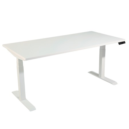 Bureau assis-debout plateau blanc et piètement blanc modèle Move-Up - monbureau