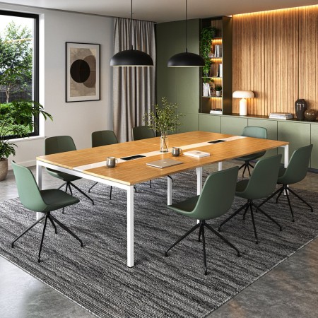 Grande table de conférence avec plateau finition bois - Nova U 2