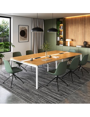 Table de réunion double avec séparation centrale en espace professionnel - Nova U