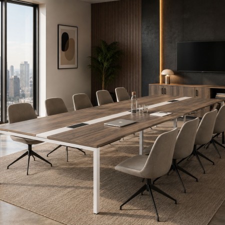 Table de conférence longue avec plateau finition bois - Nova U 2