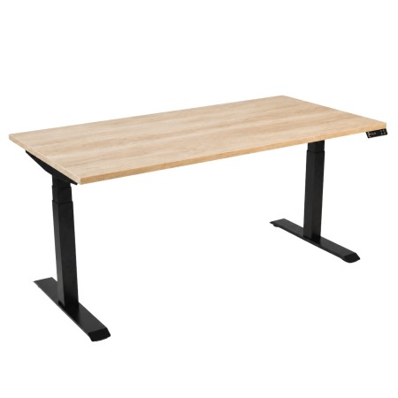 Bureau assis-debout plateau bois chêne naturel et piètement noir modèle Move-Up - monbureau