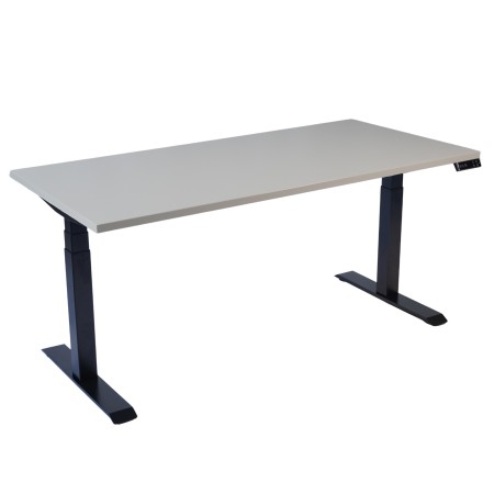 Bureau assis-debout plateau 26 gris aluminium et piètement noir modèle Move-Up - monbureau