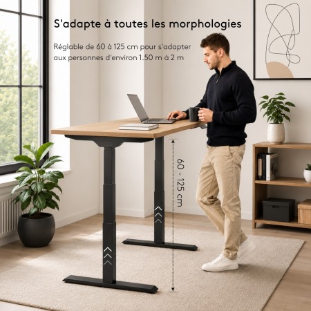 Bureau assis-debout Move-Up pour personnes de 1,50 m à 2 m - monbureau