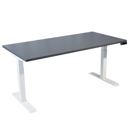 Bureau assis-debout plateau gris anthracite et piètement noir modèle Move-Up - monbureau